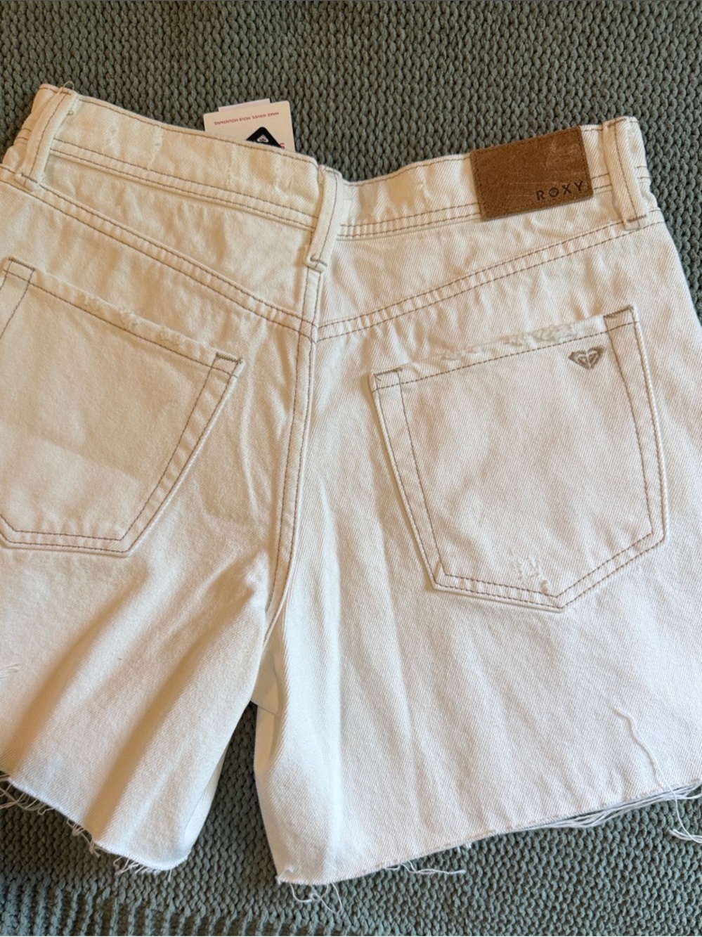 Roxy Cream White Denim Cutoff Shorts - Picture 4 of 5